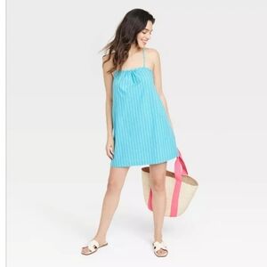 Women's Sleeveless Shift Mini Dress - A New Day Blue Medium